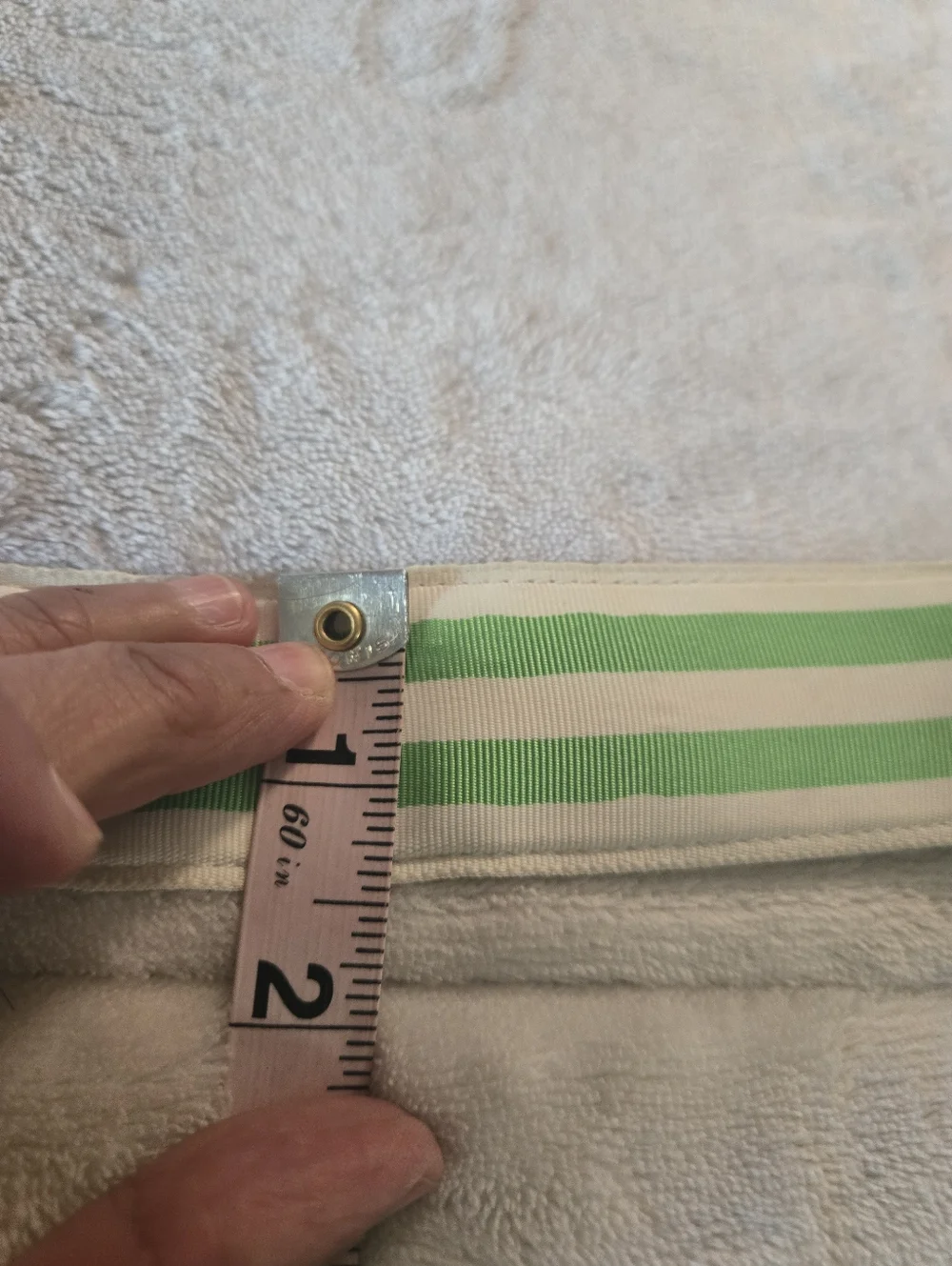 Ralph Lauren Green and White Striped D-Ring Canvas Belt 36